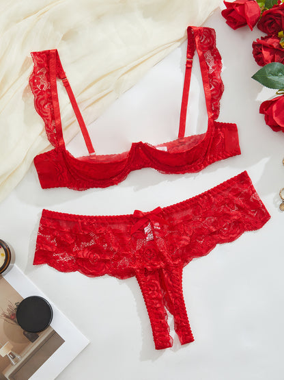 Cute Girl-Style Lace Bra And Underwear Set
