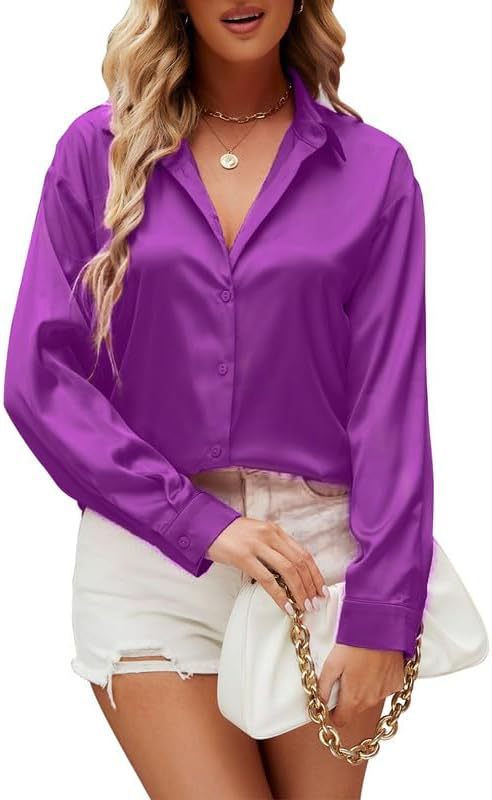 Loose-fit Faux-silk Long-sleeve Satin Top