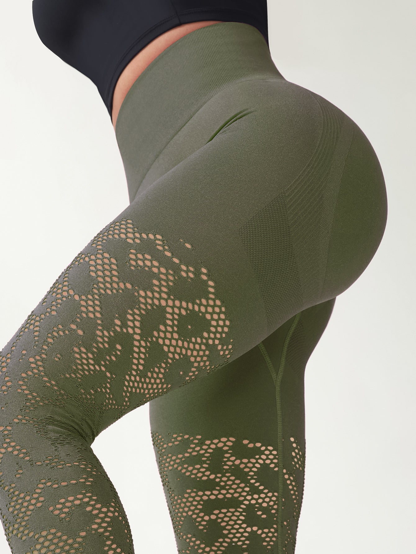 Hollow Mesh, Tight, High-waisted Yoga Pants
