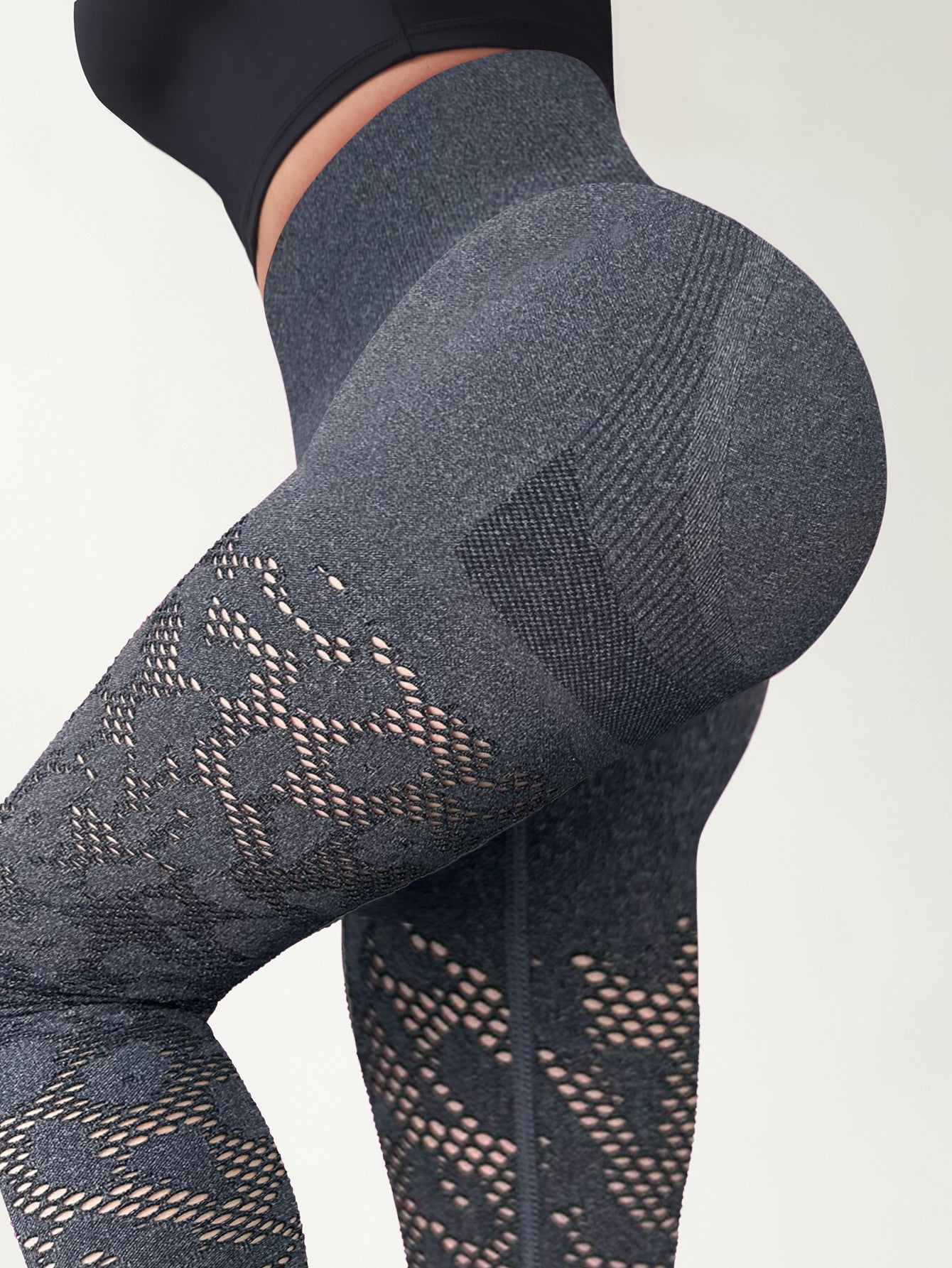 Hollow Mesh, Tight, High-waisted Yoga Pants