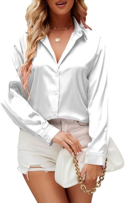 Loose-fit Faux-silk Long-sleeve Satin Top