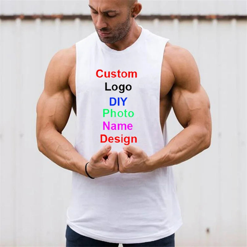Your OWN Design Brand Logo/Picture Mens Workout Gym Clothing Bodybuilding Tank Top Custom Sport Fitness Singlets Sleeveless Vest
