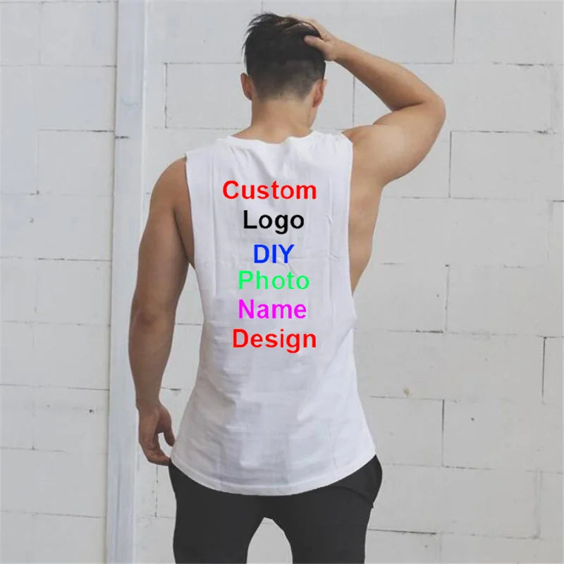 Your OWN Design Brand Logo/Picture Mens Workout Gym Clothing Bodybuilding Tank Top Custom Sport Fitness Singlets Sleeveless Vest