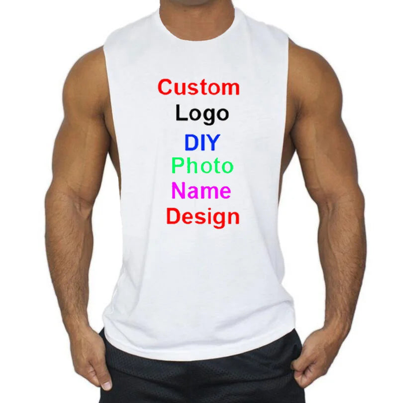 Your OWN Design Brand Logo/Picture Mens Workout Gym Clothing Bodybuilding Tank Top Custom Sport Fitness Singlets Sleeveless Vest