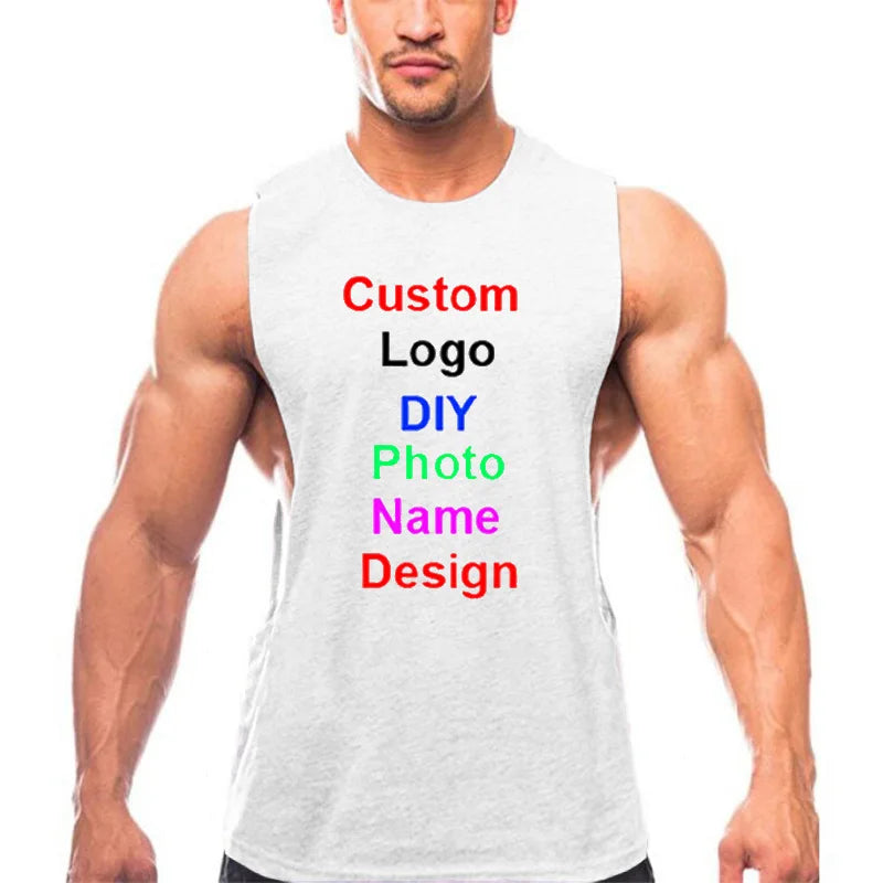 Your OWN Design Brand Logo/Picture Mens Workout Gym Clothing Bodybuilding Tank Top Custom Sport Fitness Singlets Sleeveless Vest