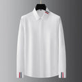 Brand Clothing Men Shirts Ribbon Decoration Long Sleeve Casual Shirts High-quality Business Luxury Social Dress Shirt Streetwear