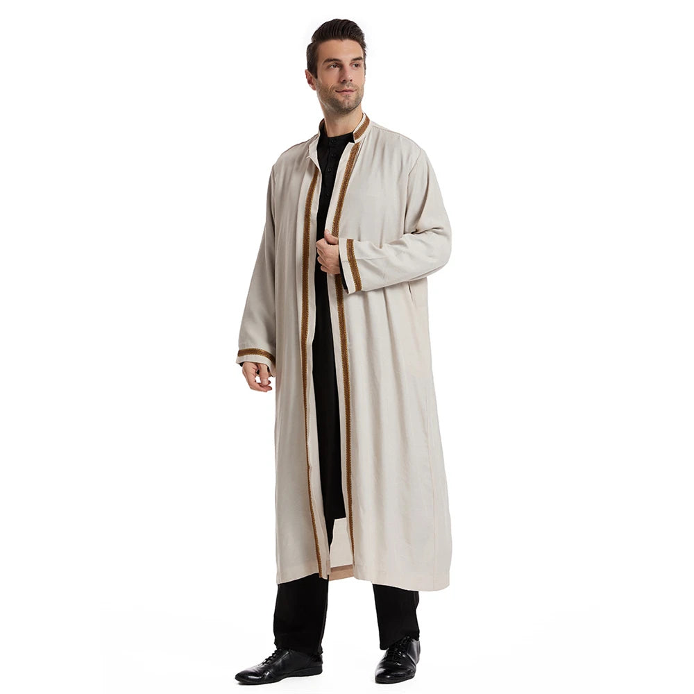 Men Muslim Robes Islamic Clothing Dubai Arabic Abaya Kaftan Eid Mubarak Prayer Maxi Jubba Thobe Man Traditional Costume Kimono