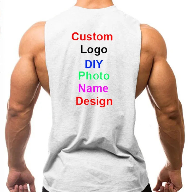 Your OWN Design Brand Logo/Picture Mens Workout Gym Clothing Bodybuilding Tank Top Custom Sport Fitness Singlets Sleeveless Vest