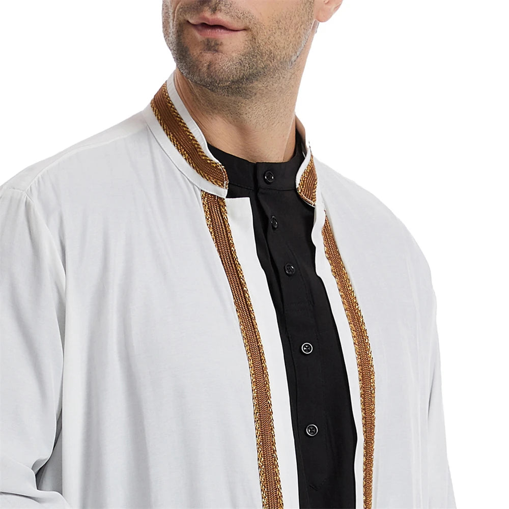 Men Muslim Robes Islamic Clothing Dubai Arabic Abaya Kaftan Eid Mubarak Prayer Maxi Jubba Thobe Man Traditional Costume Kimono