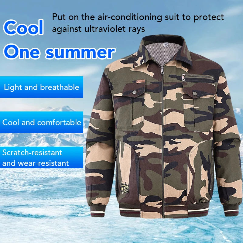 Outdoor Camouflage Workwear Summer Cooling Air Conditioning Clothes Men's Overalls Refrigeration Outdoor Protective Work Clothes