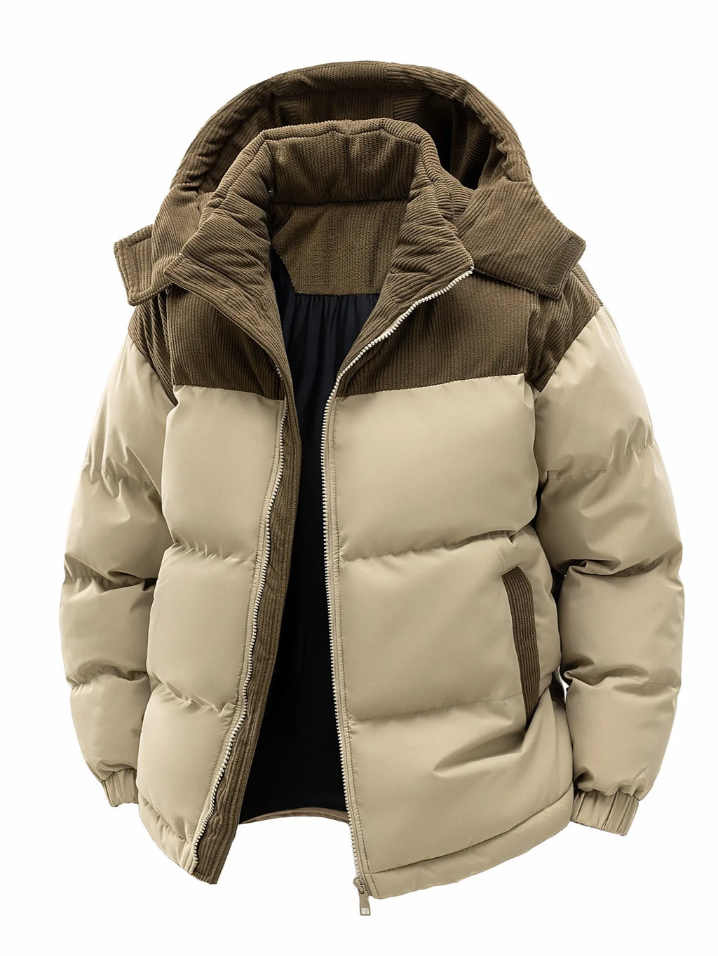 Men's Hooded Cotton Jacket, Thickeneded and Warm in Winter, Windproof and Cold-Resistant, Simple and Versatile for Work Clothing