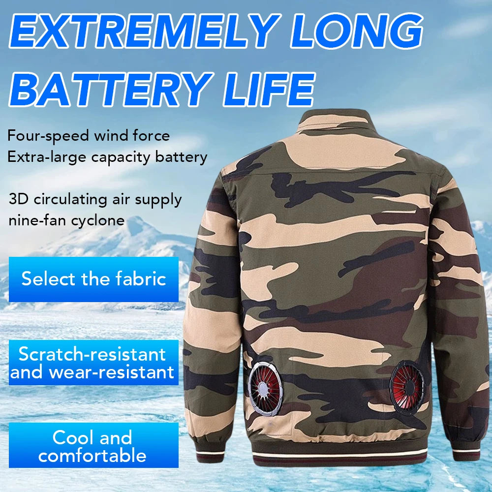 Outdoor Camouflage Workwear Summer Cooling Air Conditioning Clothes Men's Overalls Refrigeration Outdoor Protective Work Clothes