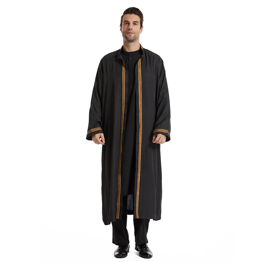 Men Muslim Robes Islamic Clothing Dubai Arabic Abaya Kaftan Eid Mubarak Prayer Maxi Jubba Thobe Man Traditional Costume Kimono