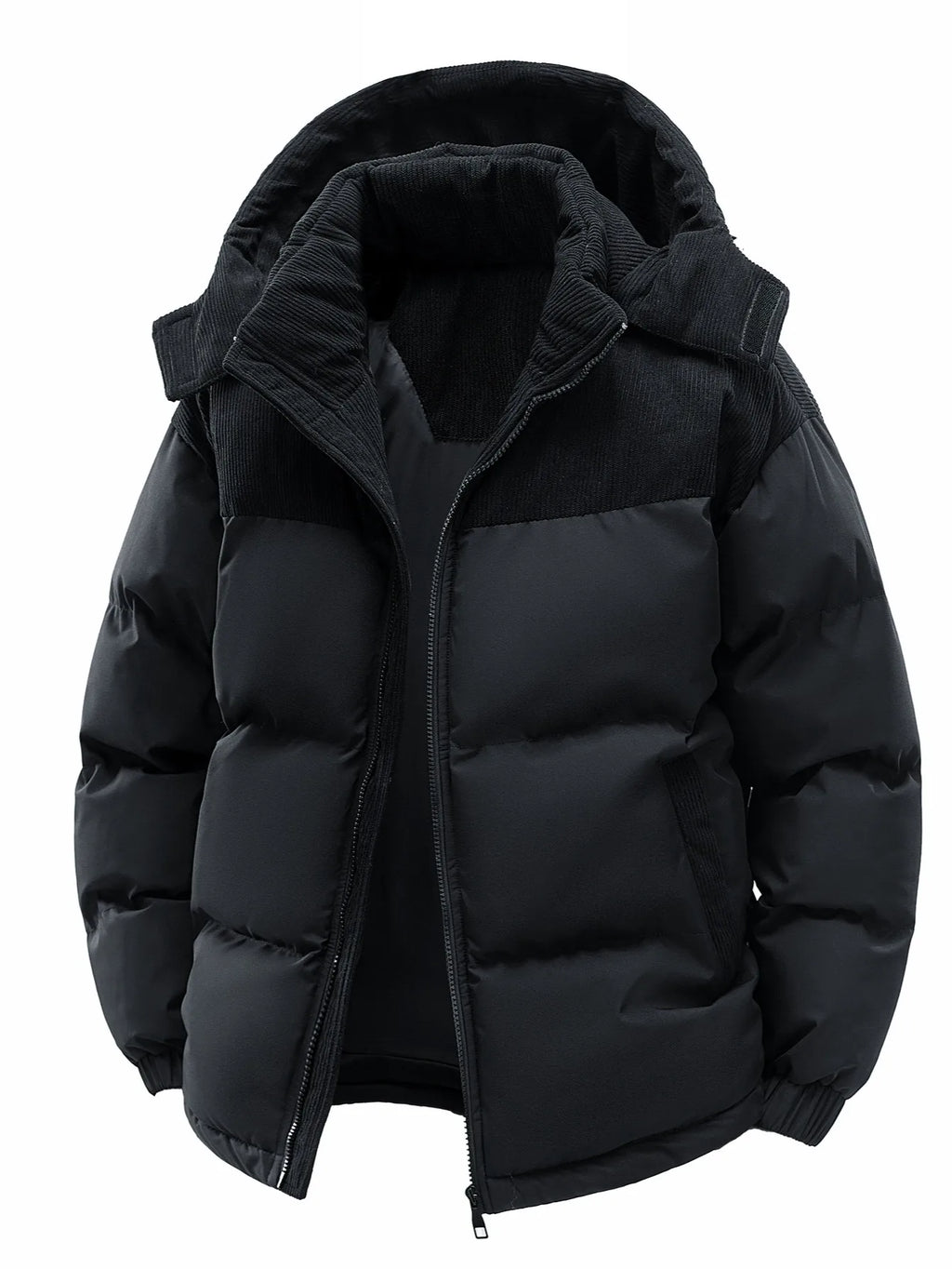 Men's Hooded Cotton Jacket, Thickeneded and Warm in Winter, Windproof and Cold-Resistant, Simple and Versatile for Work Clothing