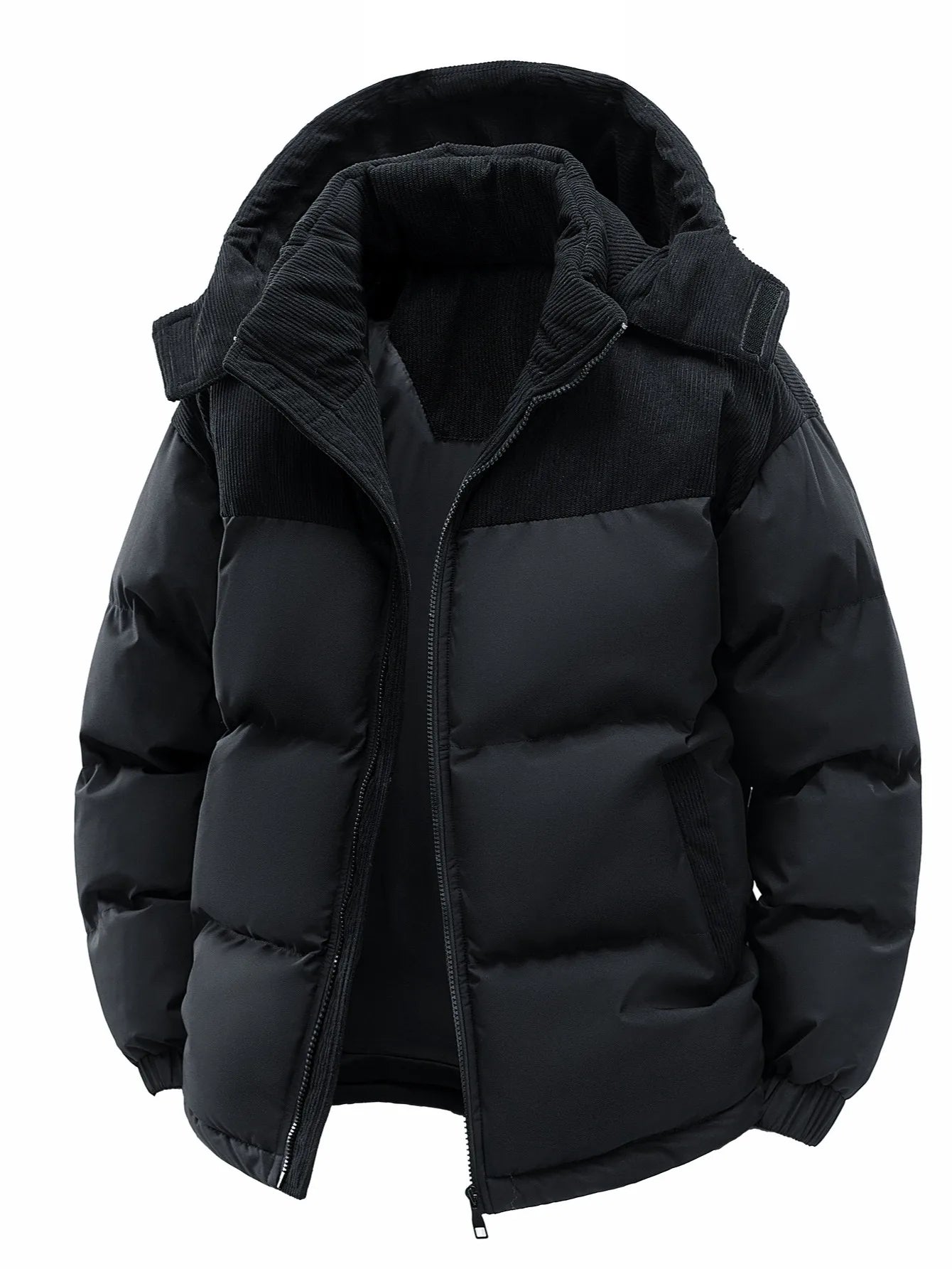 Men's Hooded Cotton Jacket, Thickeneded and Warm in Winter, Windproof and Cold-Resistant, Simple and Versatile for Work Clothing