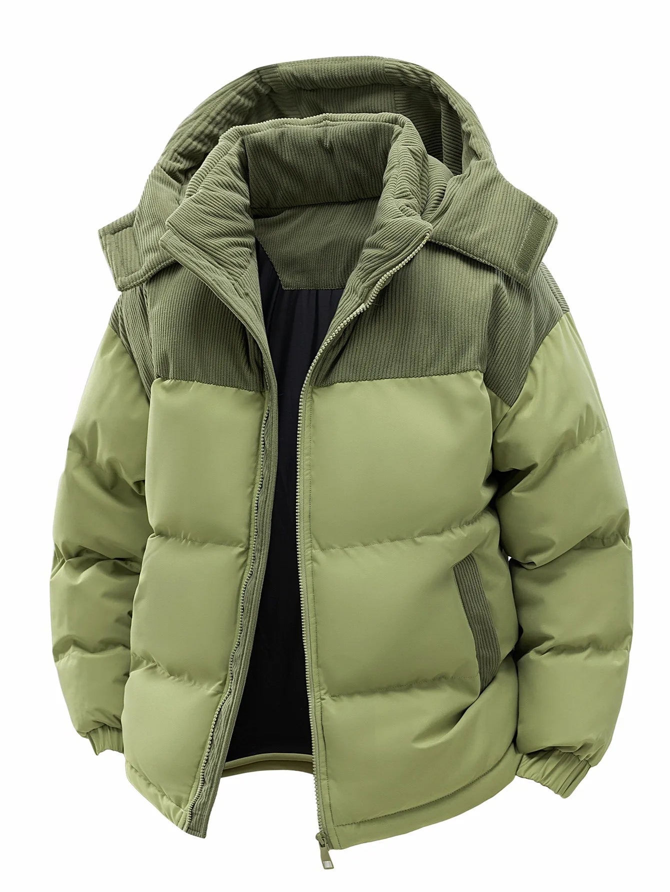 Men's Hooded Cotton Jacket, Thickeneded and Warm in Winter, Windproof and Cold-Resistant, Simple and Versatile for Work Clothing