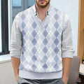 Mens Clothes British Style Vest Men Checkered Vest Knitted Pullover Waistcoat Men'S Sleeveless Sweater Knit Vest Man Chaleco Lan