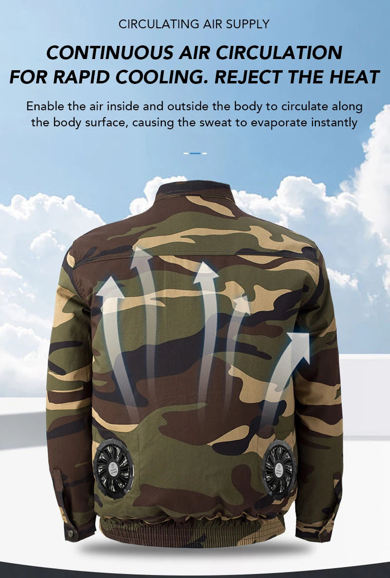 Outdoor Camouflage Workwear Summer Cooling Air Conditioning Clothes Men's Overalls Refrigeration Outdoor Protective Work Clothes