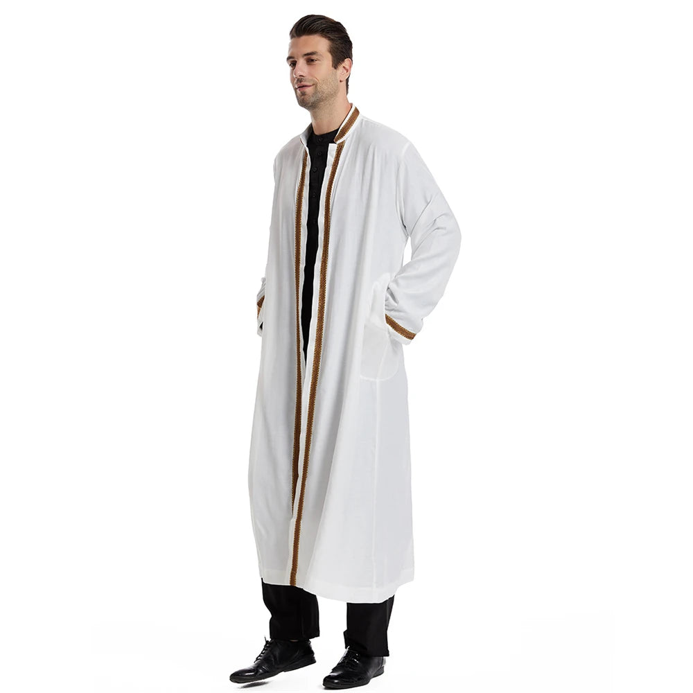 Men Muslim Robes Islamic Clothing Dubai Arabic Abaya Kaftan Eid Mubarak Prayer Maxi Jubba Thobe Man Traditional Costume Kimono