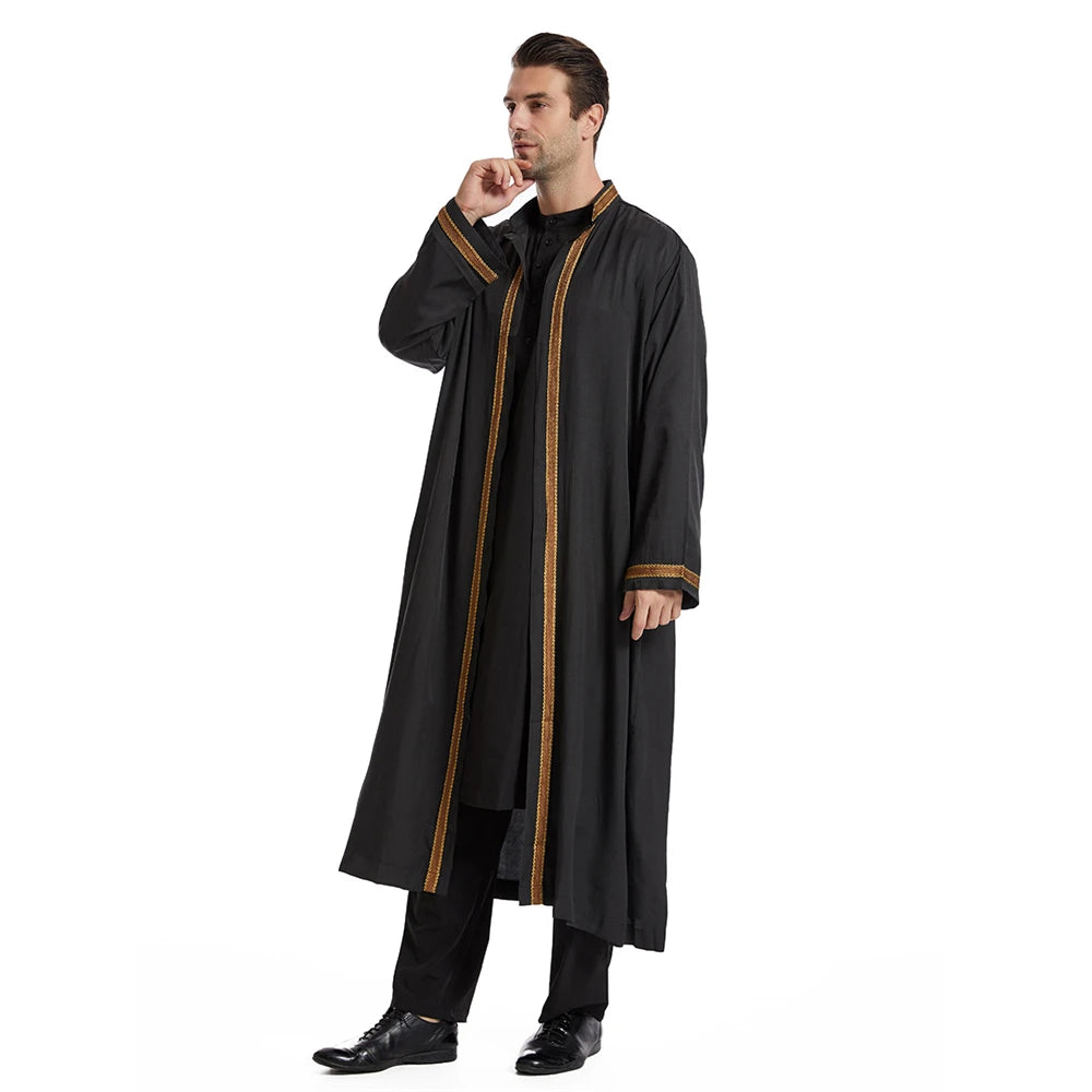 Men Muslim Robes Islamic Clothing Dubai Arabic Abaya Kaftan Eid Mubarak Prayer Maxi Jubba Thobe Man Traditional Costume Kimono