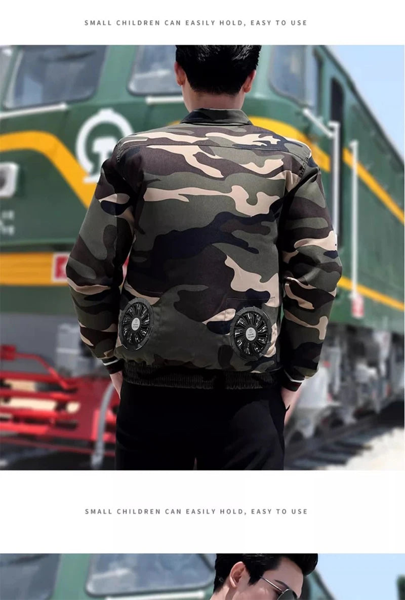 Outdoor Camouflage Workwear Summer Cooling Air Conditioning Clothes Men's Overalls Refrigeration Outdoor Protective Work Clothes