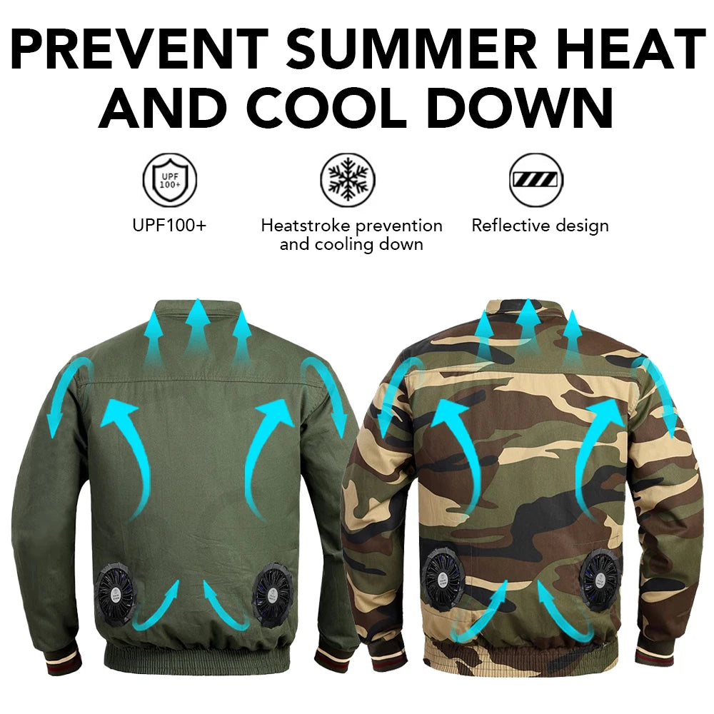 Outdoor Camouflage Workwear Summer Cooling Air Conditioning Clothes Men's Overalls Refrigeration Outdoor Protective Work Clothes