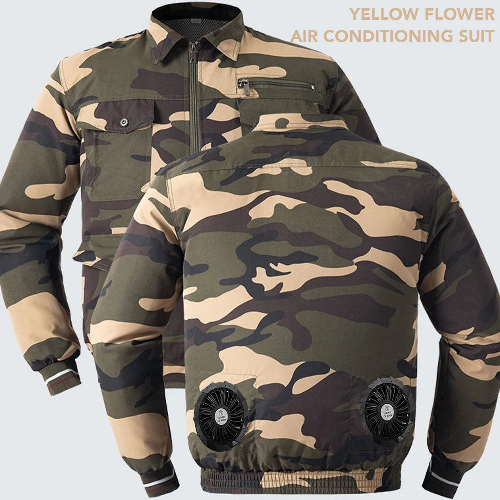 Outdoor Camouflage Workwear Summer Cooling Air Conditioning Clothes Men's Overalls Refrigeration Outdoor Protective Work Clothes