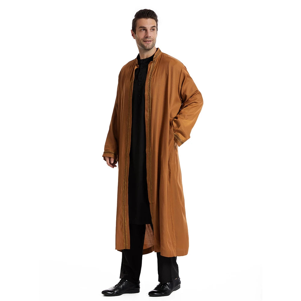 Men Muslim Robes Islamic Clothing Dubai Arabic Abaya Kaftan Eid Mubarak Prayer Maxi Jubba Thobe Man Traditional Costume Kimono
