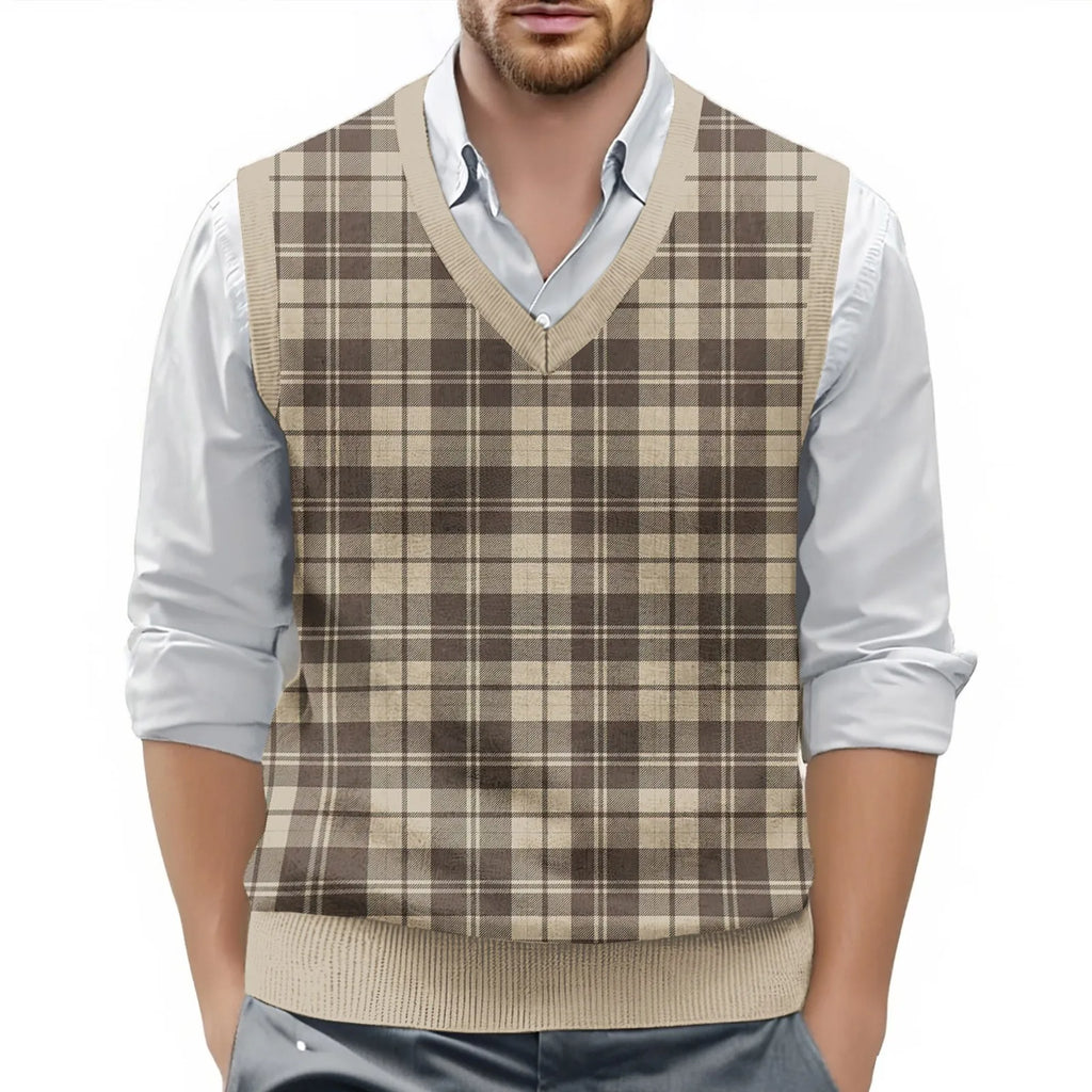 Mens Clothes British Style Vest Men Checkered Vest Knitted Pullover Waistcoat Men'S Sleeveless Sweater Knit Vest Man Chaleco Lan