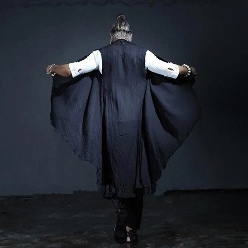 Mens Sleeveless Vest Light Breathable Mid-Length Cape Streetwear Fashion Youth Outerwear Campus Cloak Men'S Clothing 2025 New