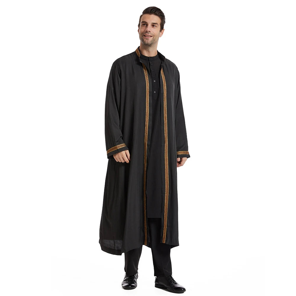 Men Muslim Robes Islamic Clothing Dubai Arabic Abaya Kaftan Eid Mubarak Prayer Maxi Jubba Thobe Man Traditional Costume Kimono
