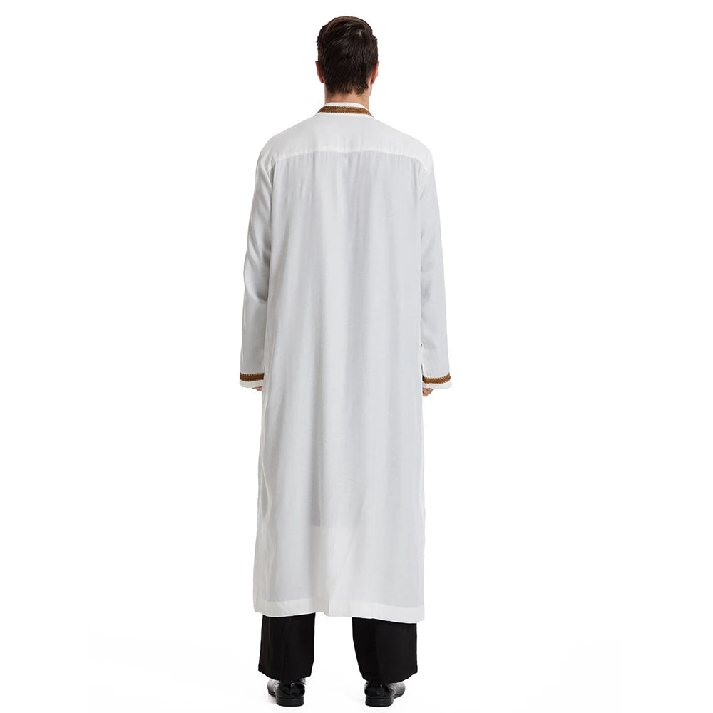Men Muslim Robes Islamic Clothing Dubai Arabic Abaya Kaftan Eid Mubarak Prayer Maxi Jubba Thobe Man Traditional Costume Kimono
