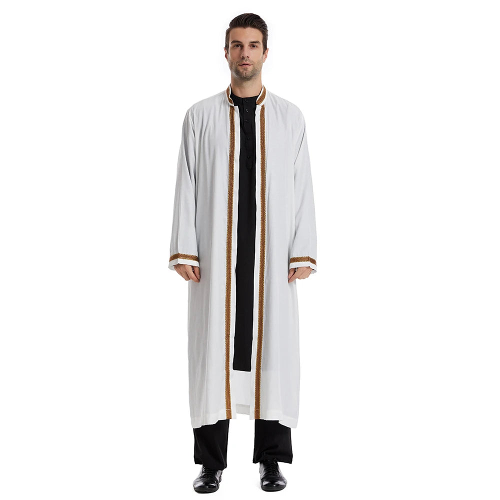 Men Muslim Robes Islamic Clothing Dubai Arabic Abaya Kaftan Eid Mubarak Prayer Maxi Jubba Thobe Man Traditional Costume Kimono