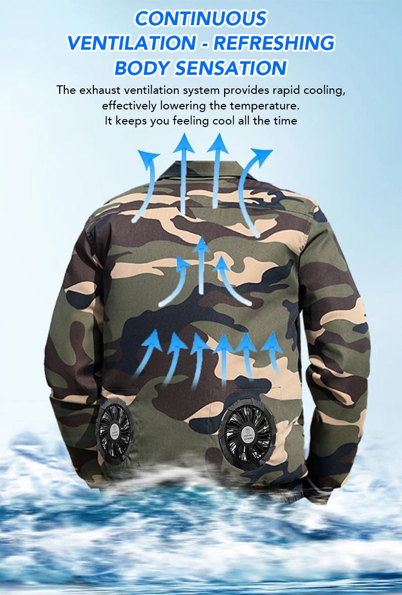 Outdoor Camouflage Workwear Summer Cooling Air Conditioning Clothes Men's Overalls Refrigeration Outdoor Protective Work Clothes