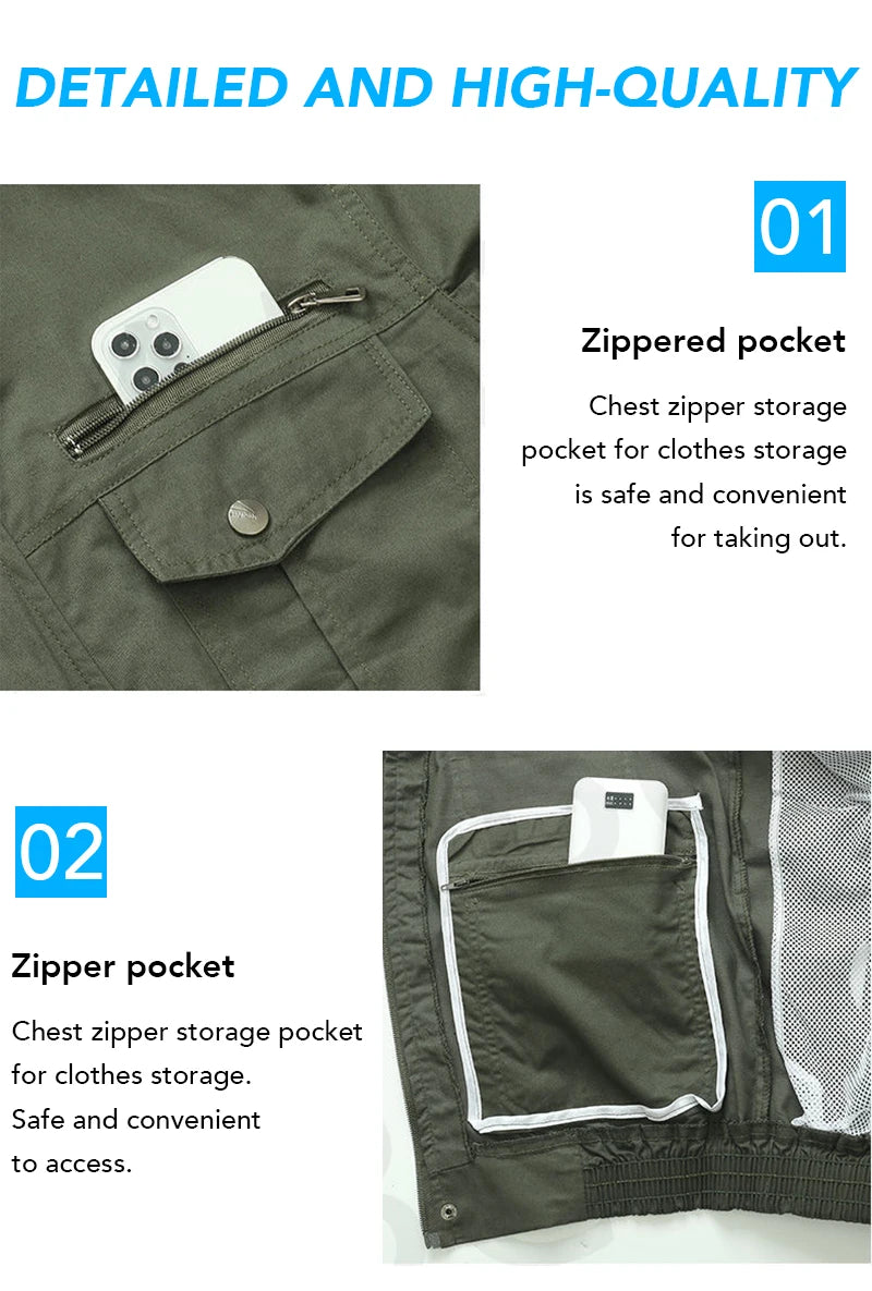 Outdoor Camouflage Workwear Summer Cooling Air Conditioning Clothes Men's Overalls Refrigeration Outdoor Protective Work Clothes