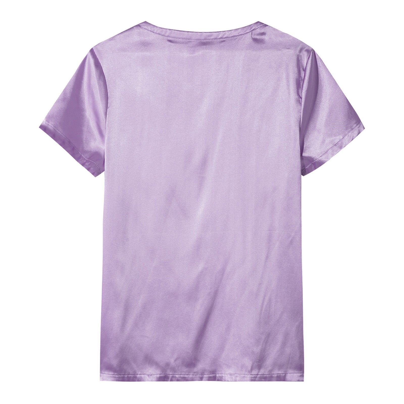 Mens Male Clothing V Neck Short Sleeve Satin Casual Comfortable T-Shirt Loose Pajamas Tops Loungewear Sleepwear Nightwear