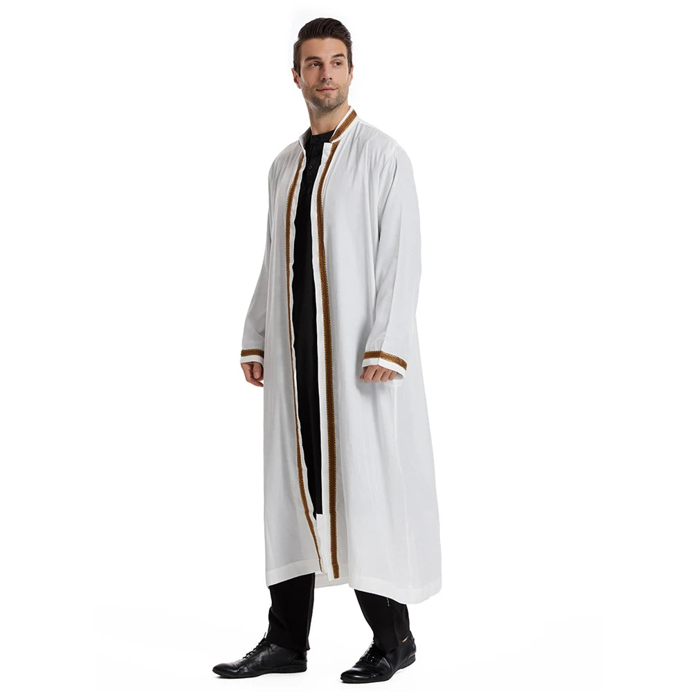 Men Muslim Robes Islamic Clothing Dubai Arabic Abaya Kaftan Eid Mubarak Prayer Maxi Jubba Thobe Man Traditional Costume Kimono