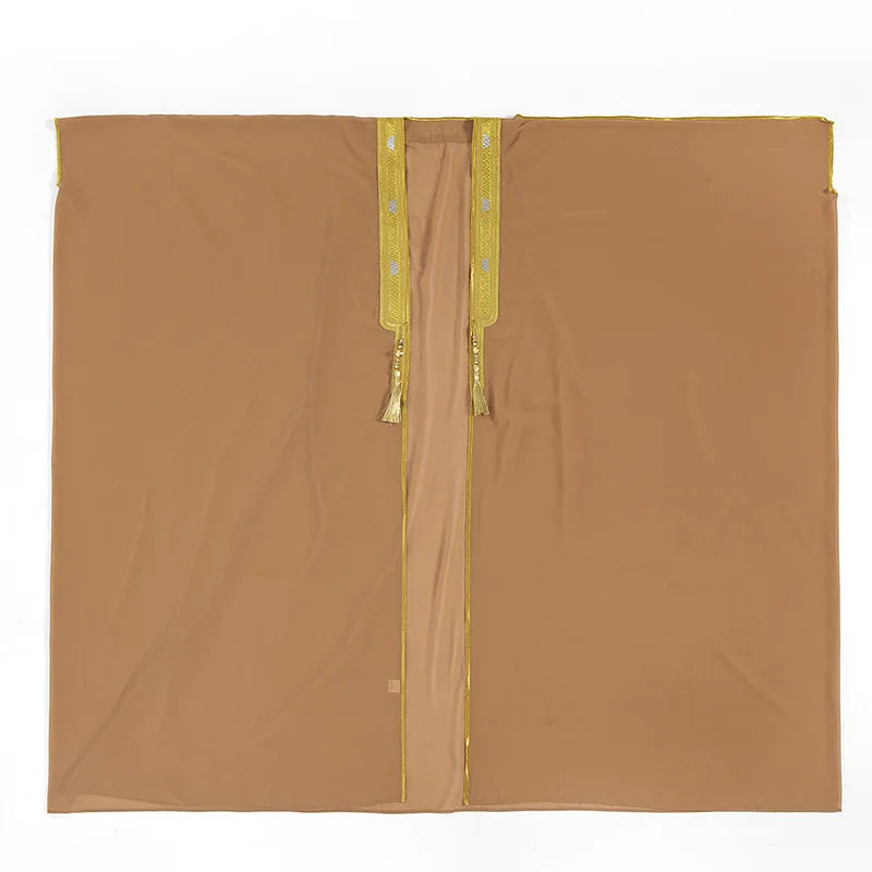 Men's Robe Muslim Clothes Kimono Loose Abaya Dresses Long Sleeve Embroidered Chiffon Kaftan Casual Formal Dubai Thobe