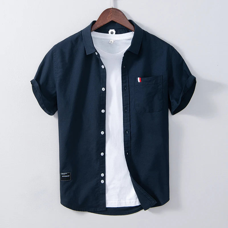 Pure Cotton, Men's Fashion Business Comfortable Slim British Style Youth Solid Color Work Leisure All Breathable Cotton Shirt