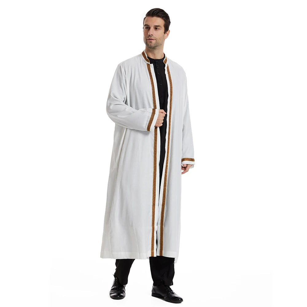 Men Muslim Robes Islamic Clothing Dubai Arabic Abaya Kaftan Eid Mubarak Prayer Maxi Jubba Thobe Man Traditional Costume Kimono