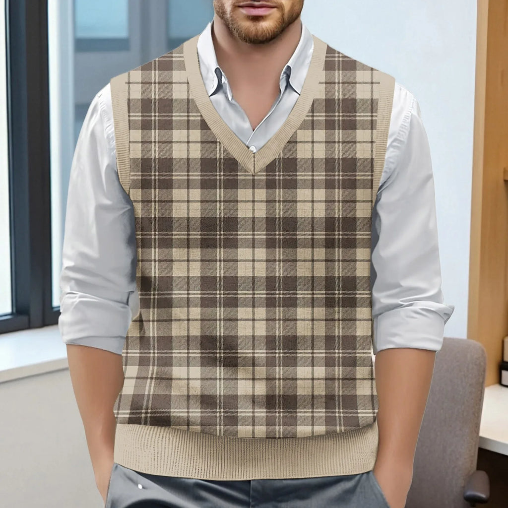Mens Clothes British Style Vest Men Checkered Vest Knitted Pullover Waistcoat Men'S Sleeveless Sweater Knit Vest Man Chaleco Lan
