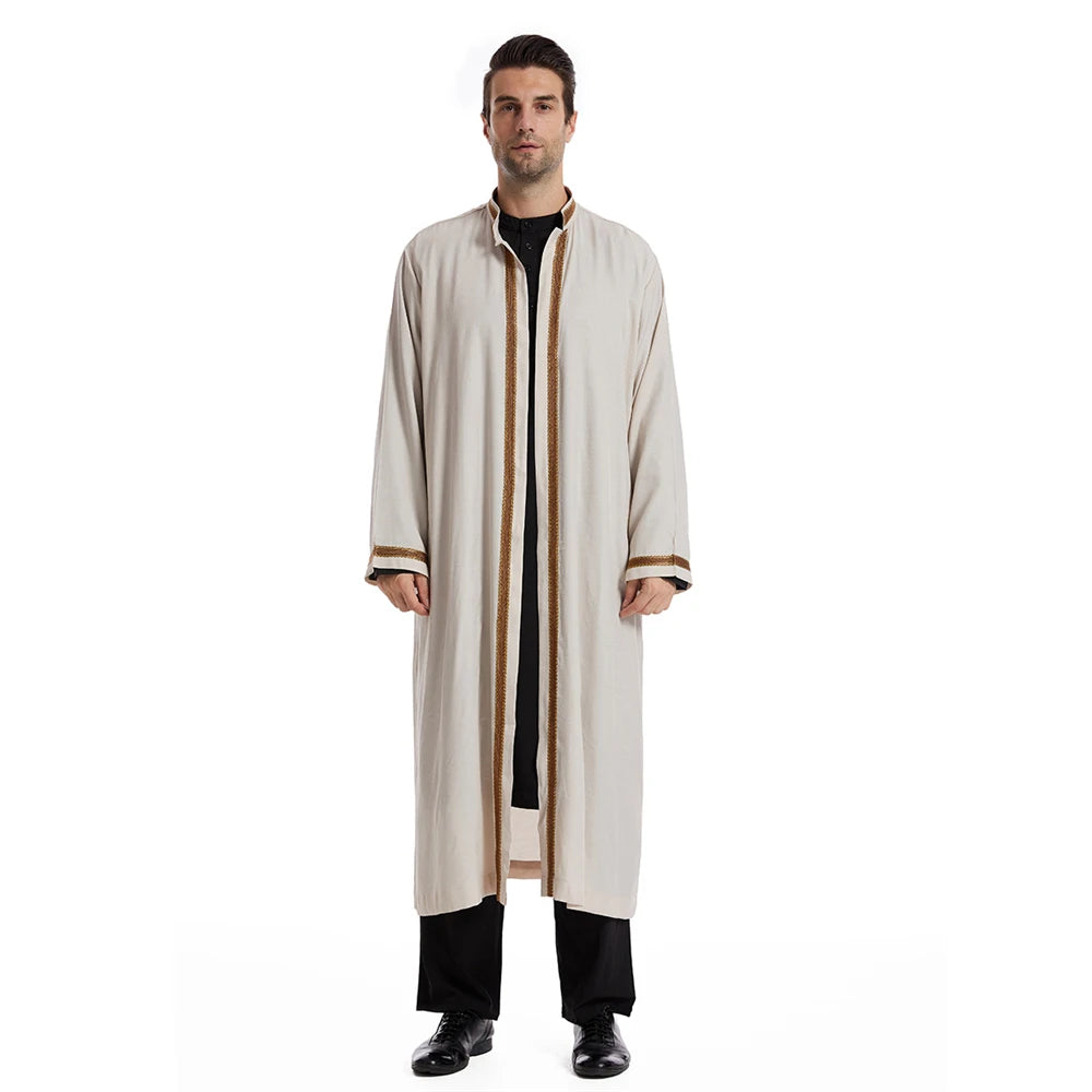 Men Muslim Robes Islamic Clothing Dubai Arabic Abaya Kaftan Eid Mubarak Prayer Maxi Jubba Thobe Man Traditional Costume Kimono