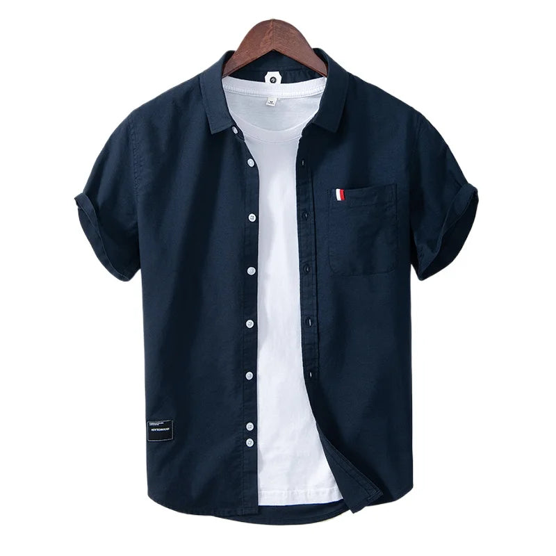 Pure Cotton, Men's Fashion Business Comfortable Slim British Style Youth Solid Color Work Leisure All Breathable Cotton Shirt