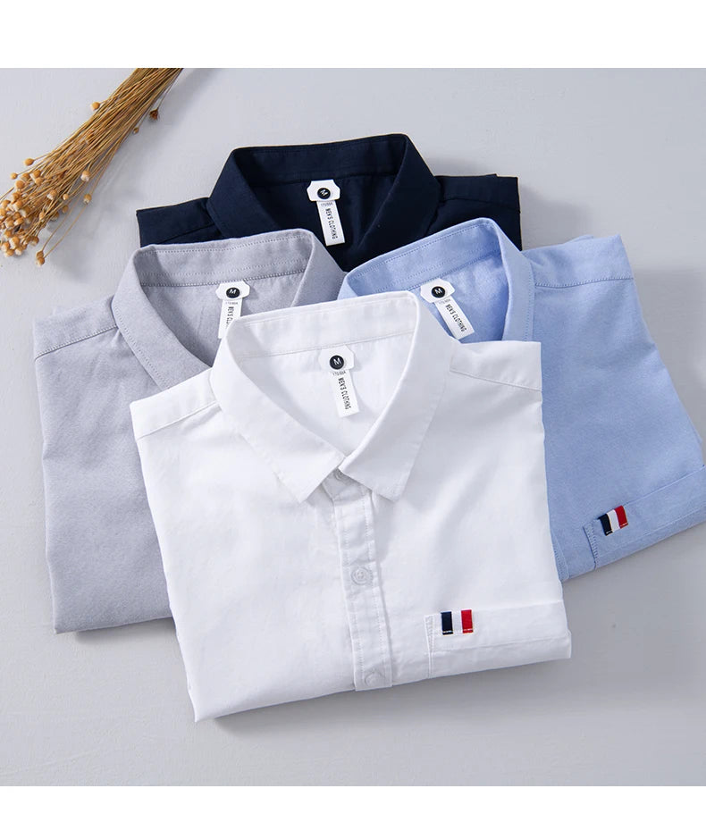 Pure Cotton, Men's Fashion Business Comfortable Slim British Style Youth Solid Color Work Leisure All Breathable Cotton Shirt