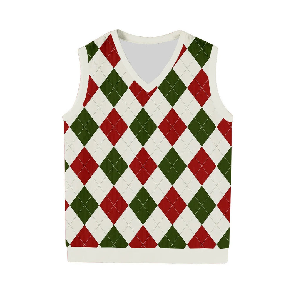 Mens Clothes British Style Vest Men Checkered Vest Knitted Pullover Waistcoat Men'S Sleeveless Sweater Knit Vest Man Chaleco Lan