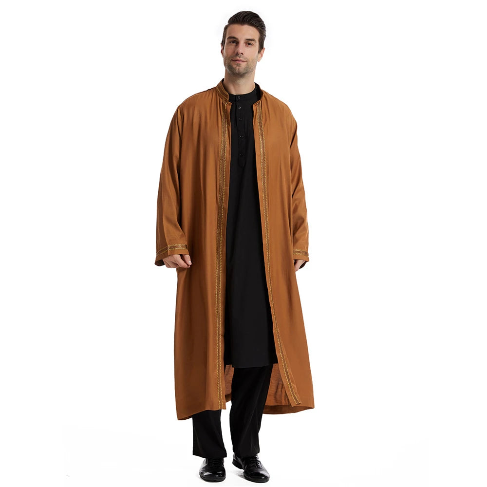 Men Muslim Robes Islamic Clothing Dubai Arabic Abaya Kaftan Eid Mubarak Prayer Maxi Jubba Thobe Man Traditional Costume Kimono