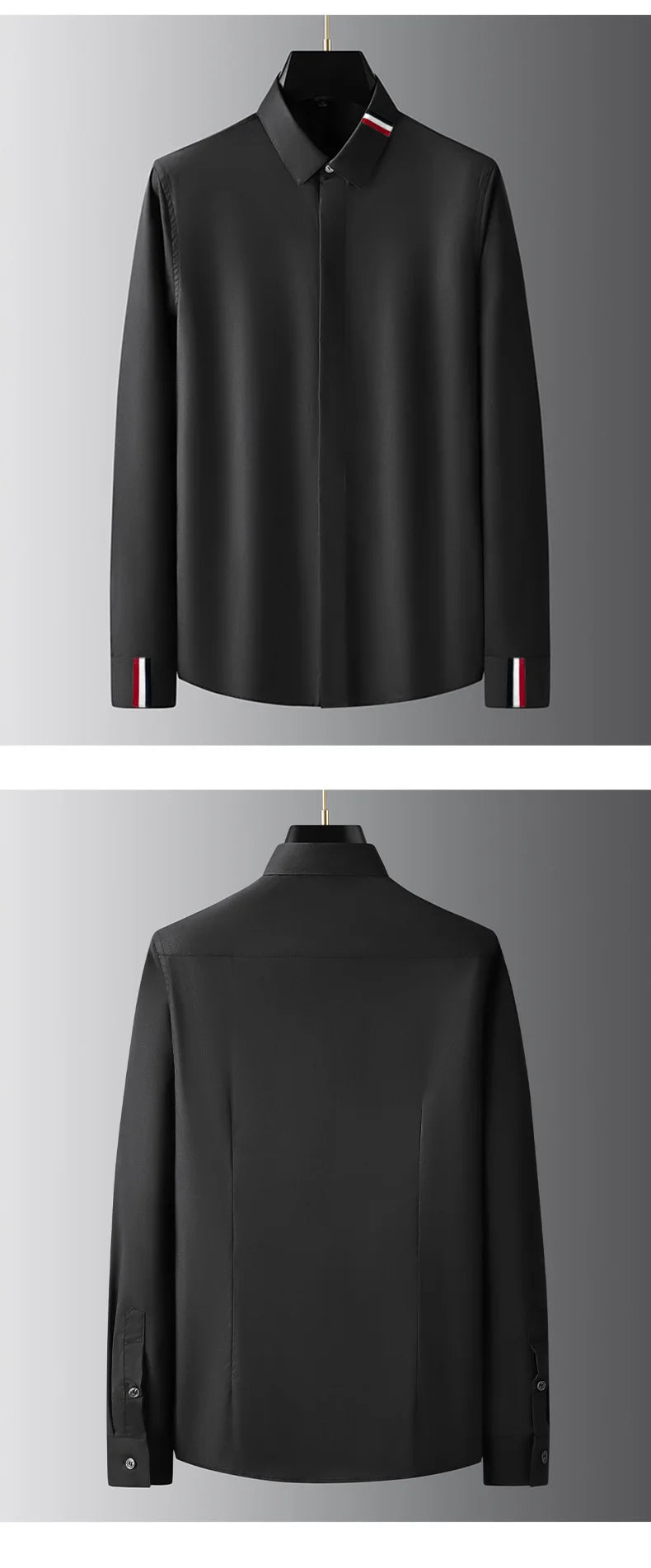 Brand Clothing Men Shirts Ribbon Decoration Long Sleeve Casual Shirts High-quality Business Luxury Social Dress Shirt Streetwear