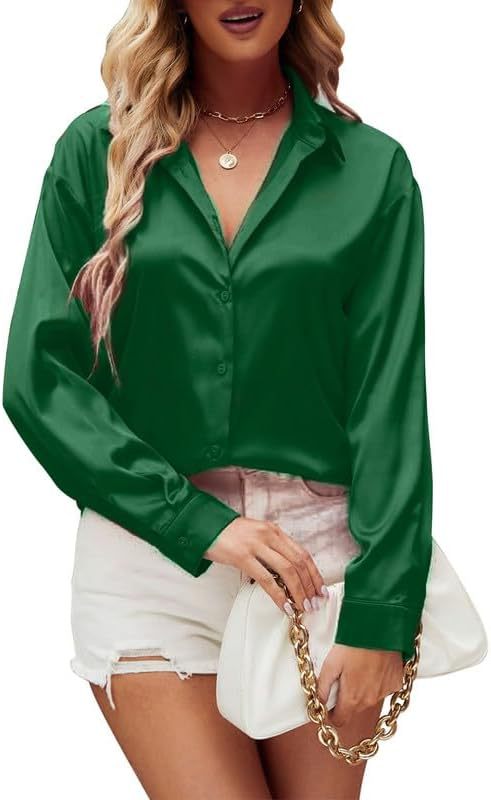 Loose-fit Faux-silk Long-sleeve Satin Top