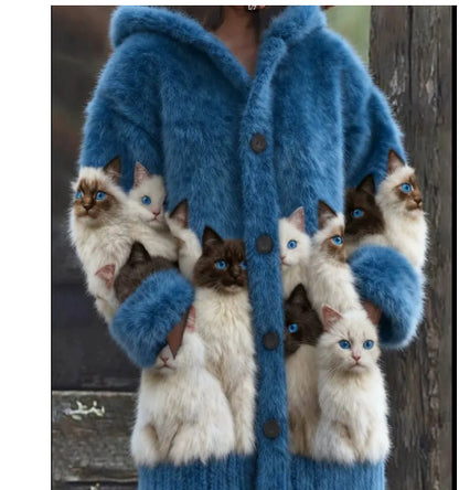 Womens Printed Casual Sweatshirt Jacket