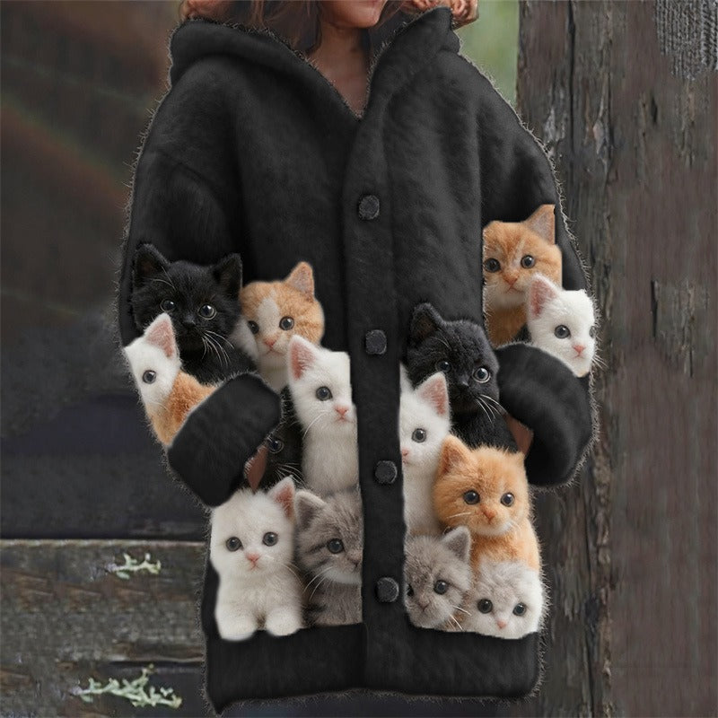 Womens Printed Casual Sweatshirt Jacket